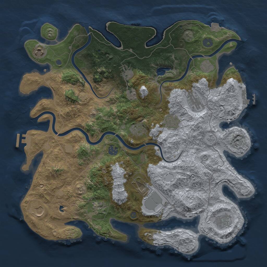 Rust Map: Procedural Map, Size: 4000, Seed: 662215, 17 Monuments
