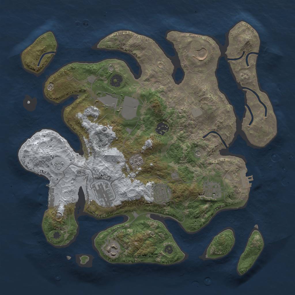 Rust Map: Procedural Map, Size: 3500, Seed: 712235, 17 Monuments