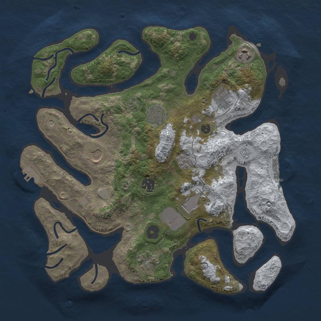 Rust Map: Procedural Map, Size: 3550, Seed: 300219, 17 Monuments