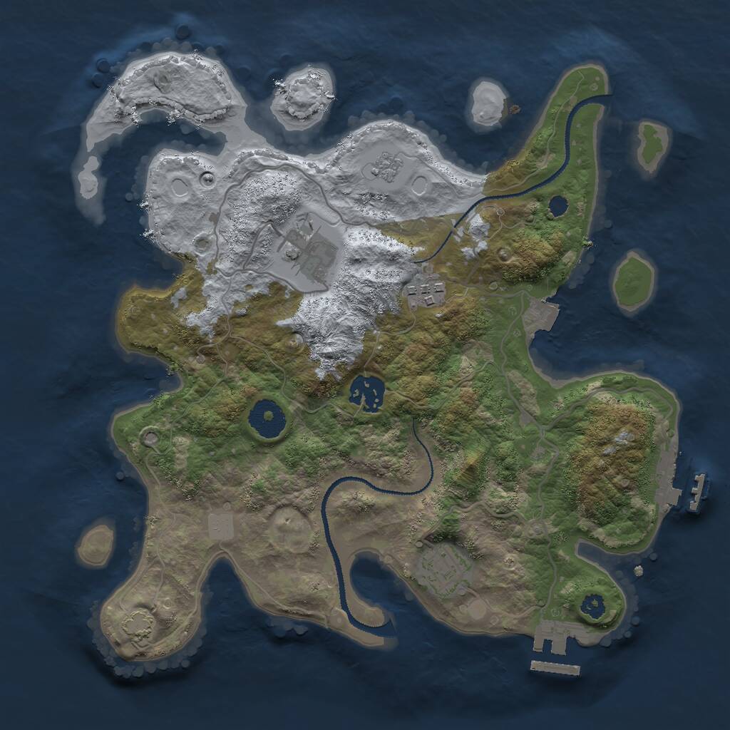 Rust Map: Procedural Map, Size: 3000, Seed: 63111, 9 Monuments