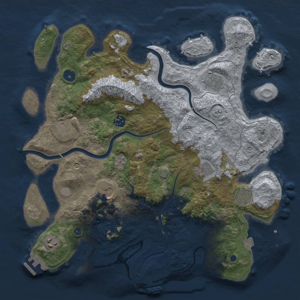 Rust Map: Procedural Map, Size: 3800, Seed: 880501012, 14 Monuments