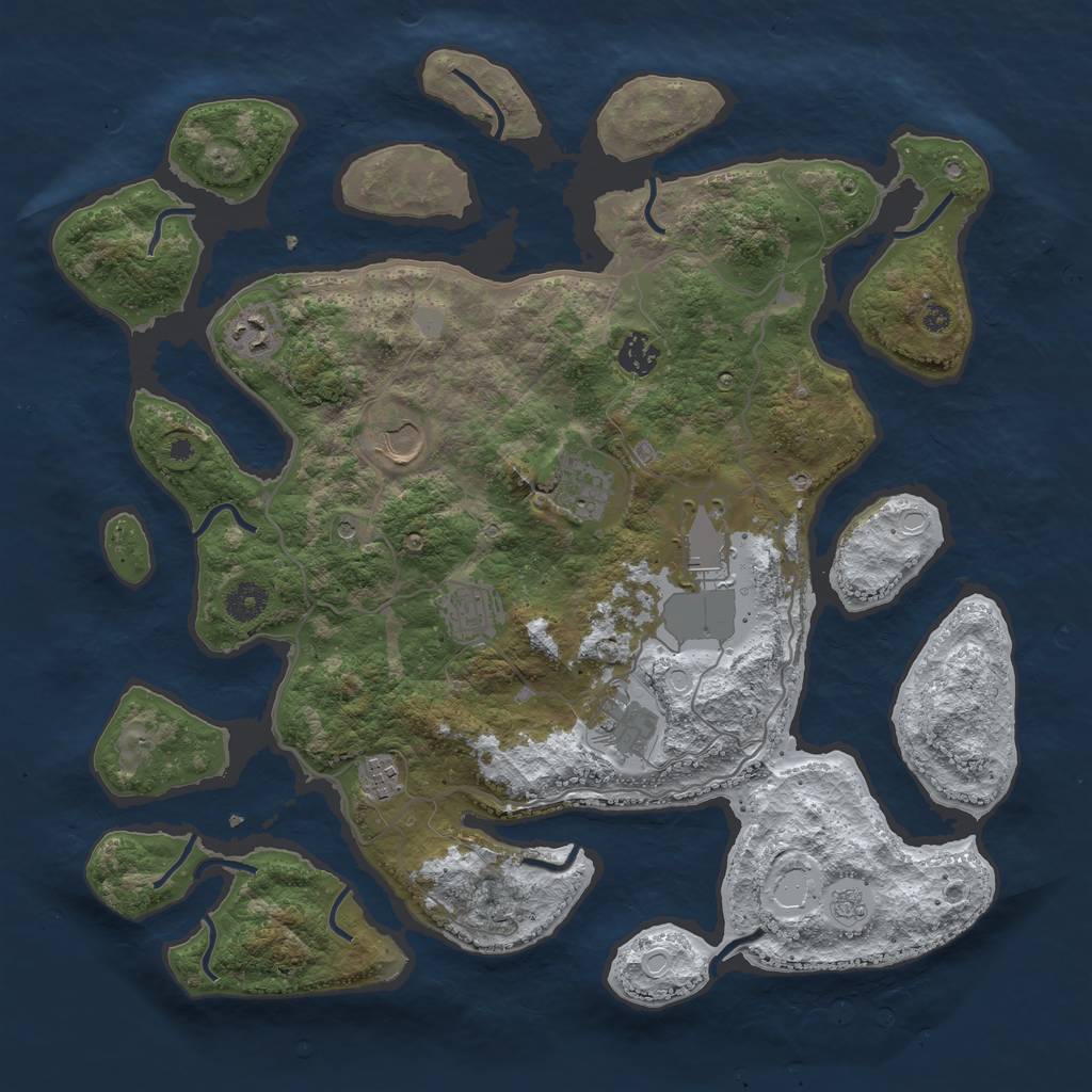 Rust Map: Procedural Map, Size: 4000, Seed: 84135, 15 Monuments