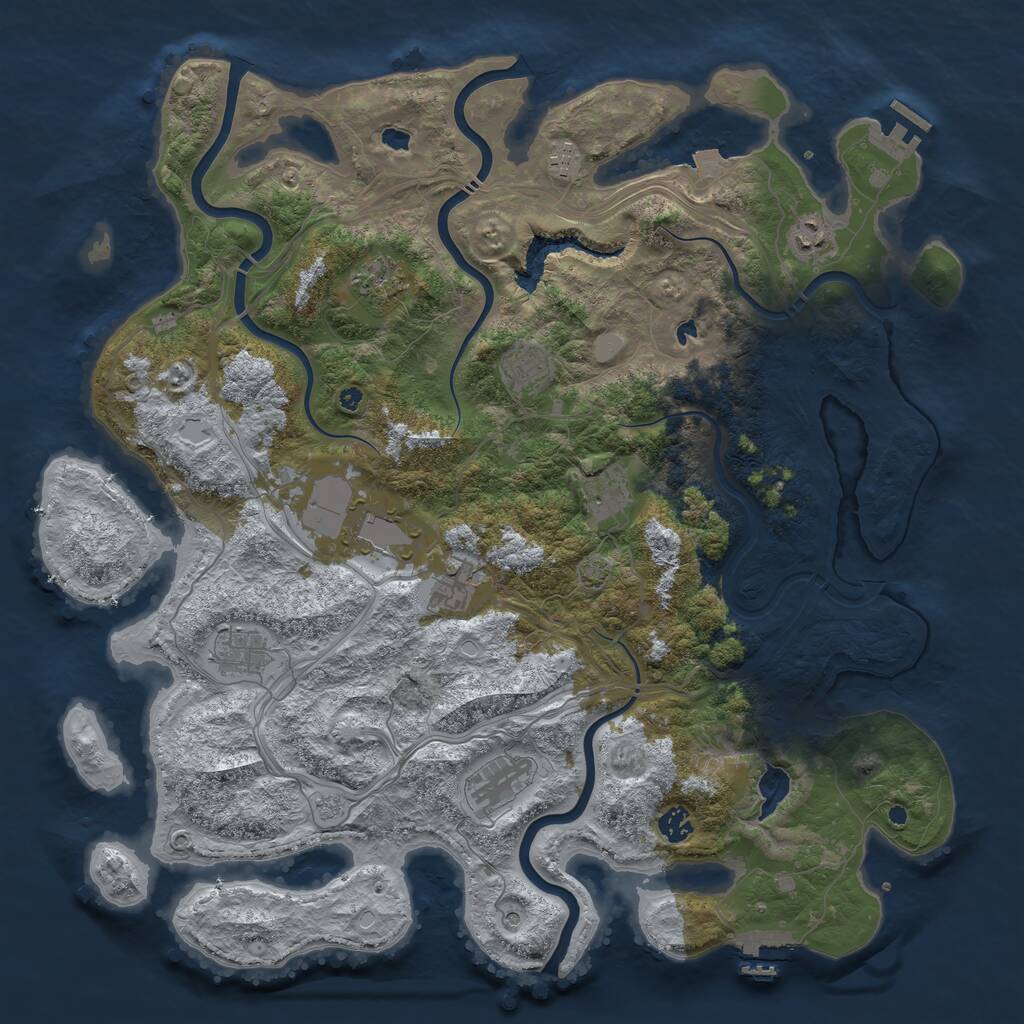 Rust Map: Procedural Map, Size: 4500, Seed: 1834370, 16 Monuments