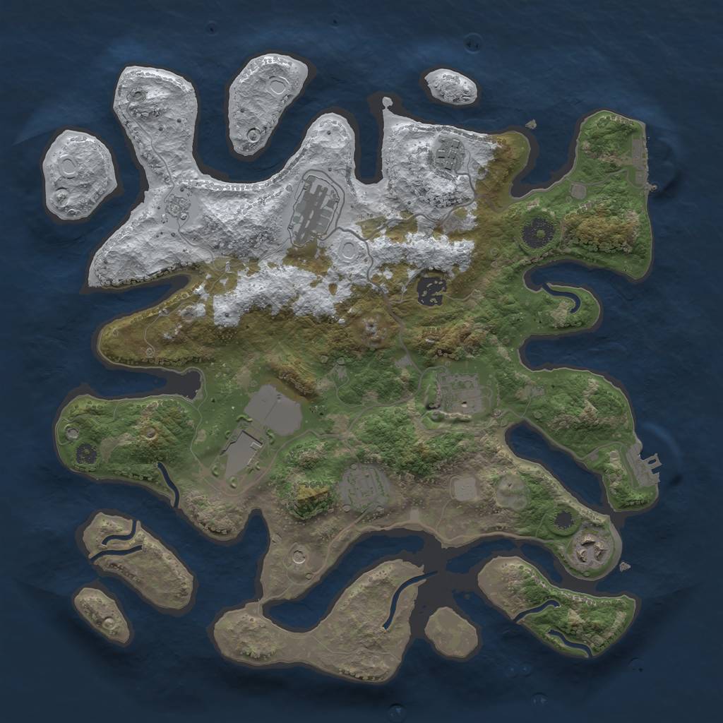 Rust Map: Procedural Map, Size: 3500, Seed: 856265, 16 Monuments