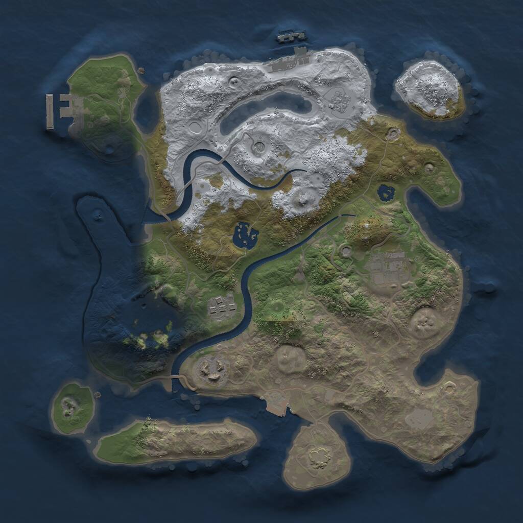 Rust Map: Procedural Map, Size: 3000, Seed: 57899, 11 Monuments