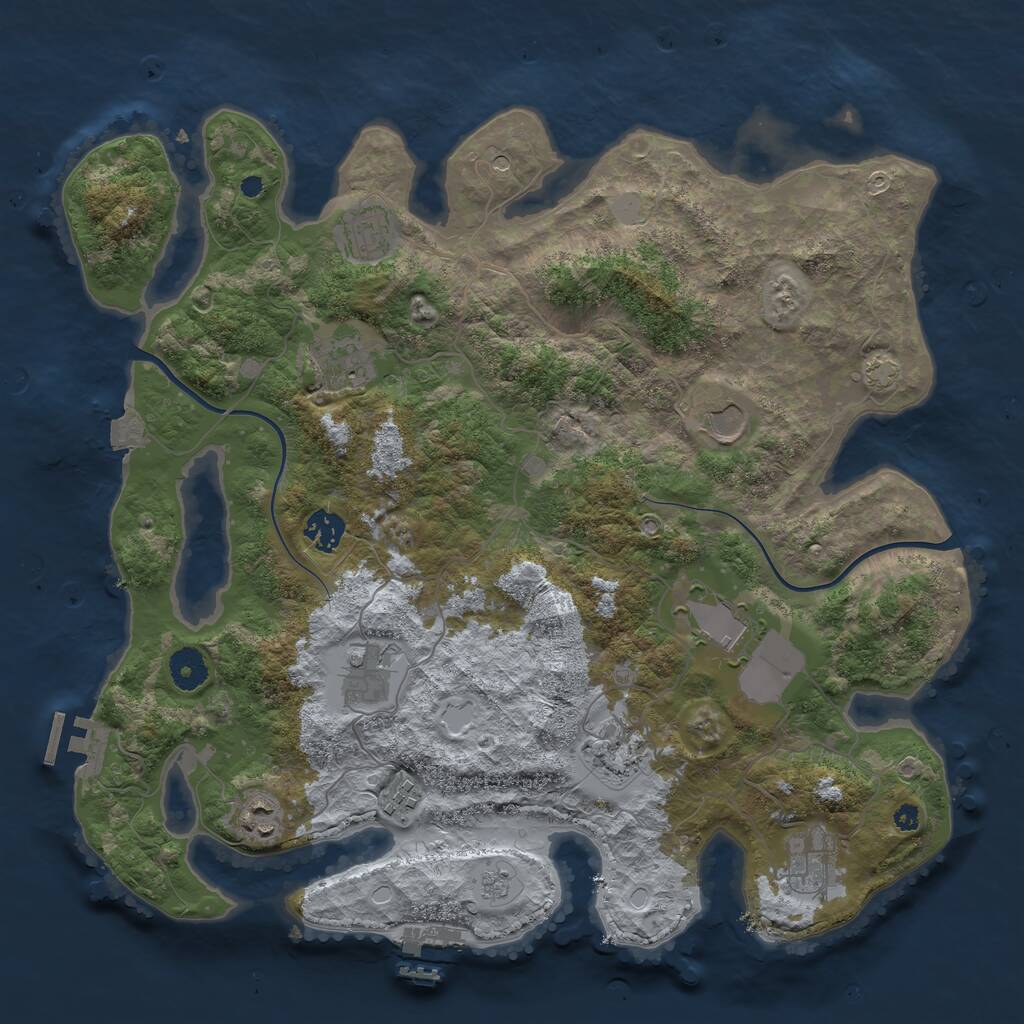 Rust Map: Procedural Map, Size: 3850, Seed: 250321267, 16 Monuments