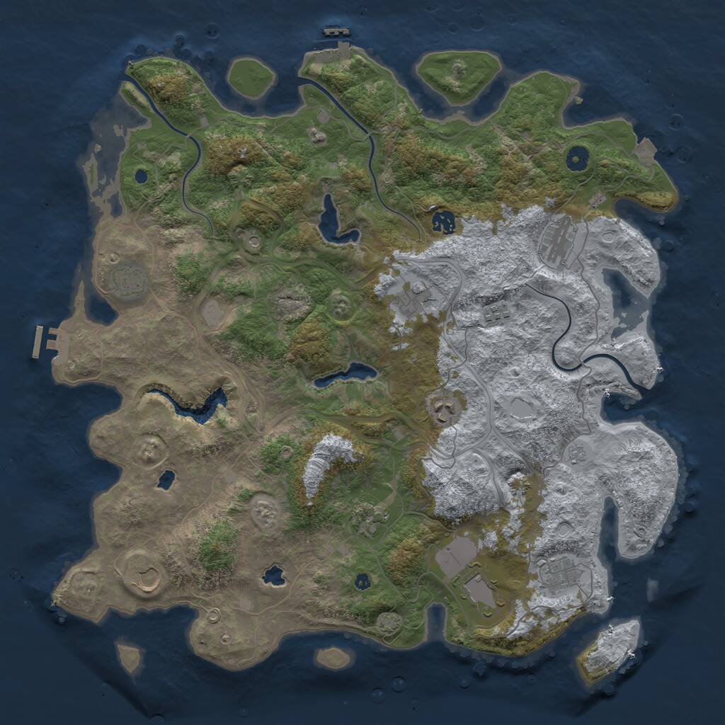 Rust Map: Procedural Map, Size: 4500, Seed: 961214305, 16 Monuments