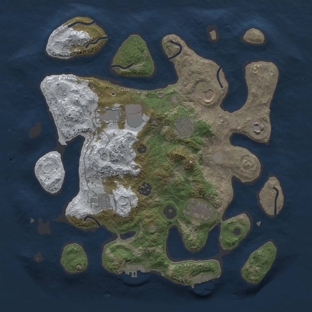 Rust Map: Procedural Map, Size: 3500, Seed: 1670259, 16 Monuments