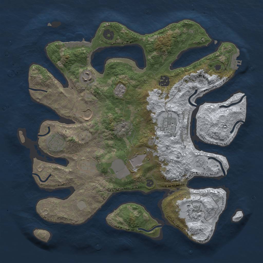 Rust Map: Procedural Map, Size: 3550, Seed: 375232, 18 Monuments