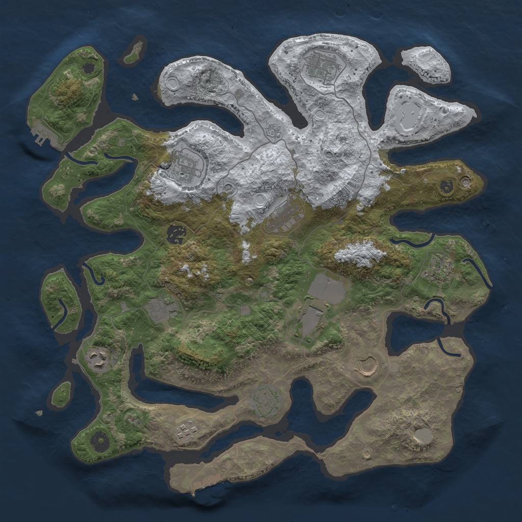 Rust Map: Procedural Map, Size: 3950, Seed: 1286629065, 20 Monuments