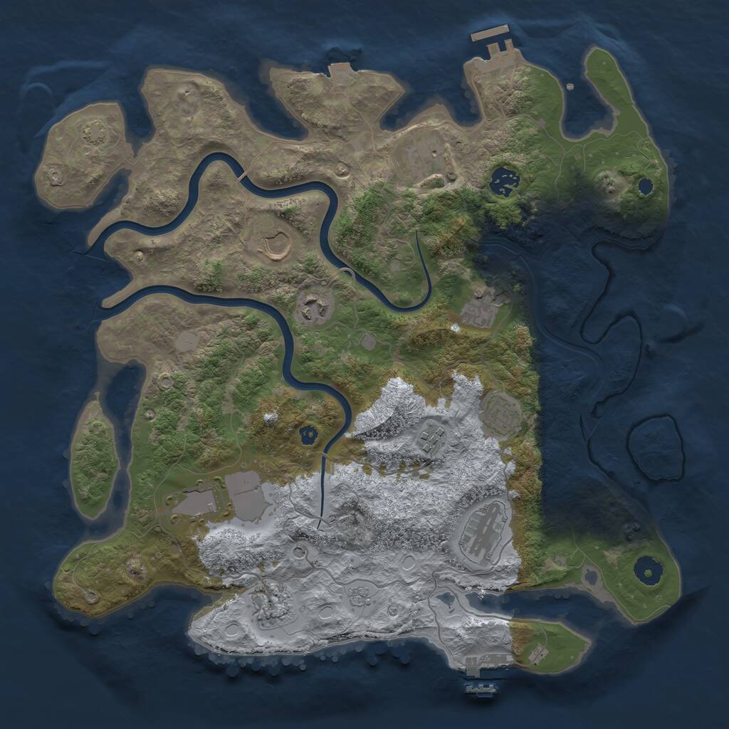 Rust Map: Procedural Map, Size: 3850, Seed: 1646334000, 16 Monuments