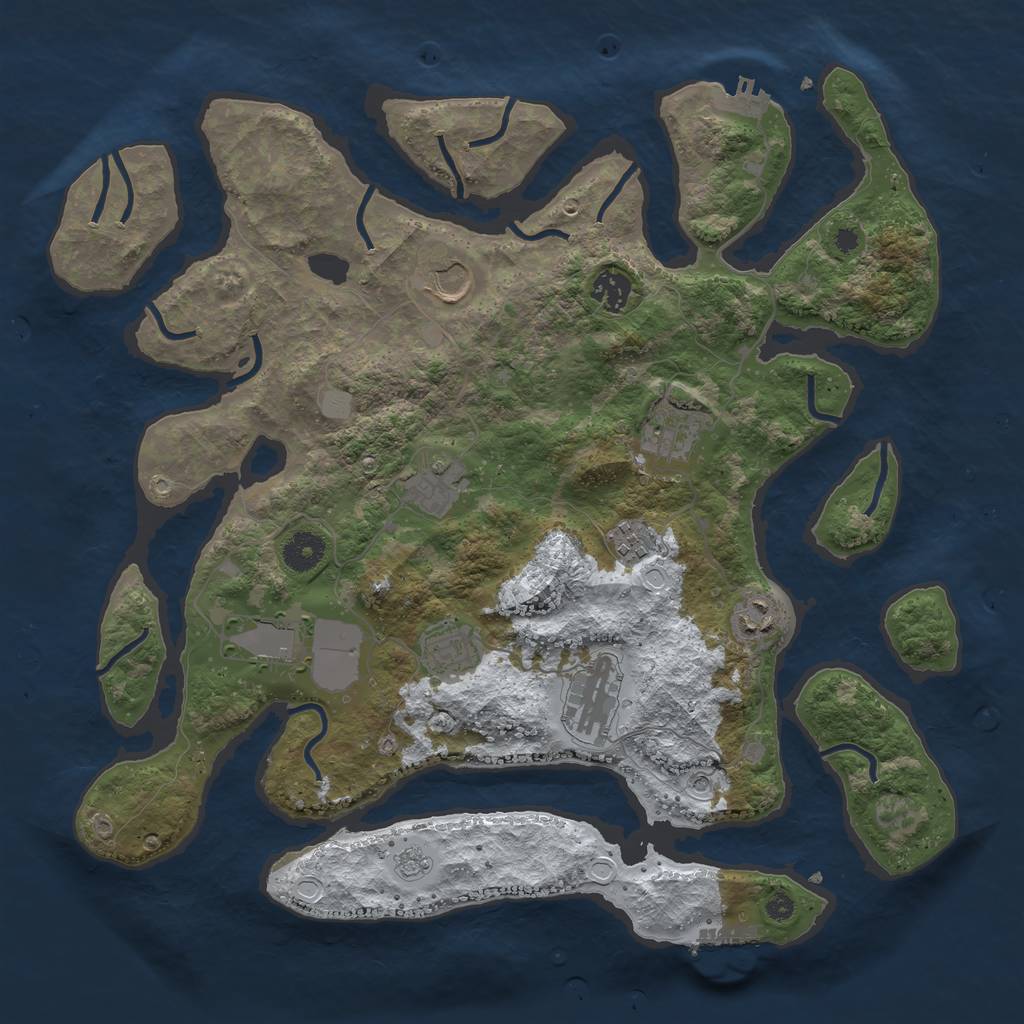 Rust Map: Procedural Map, Size: 3850, Seed: 1646334000, 18 Monuments