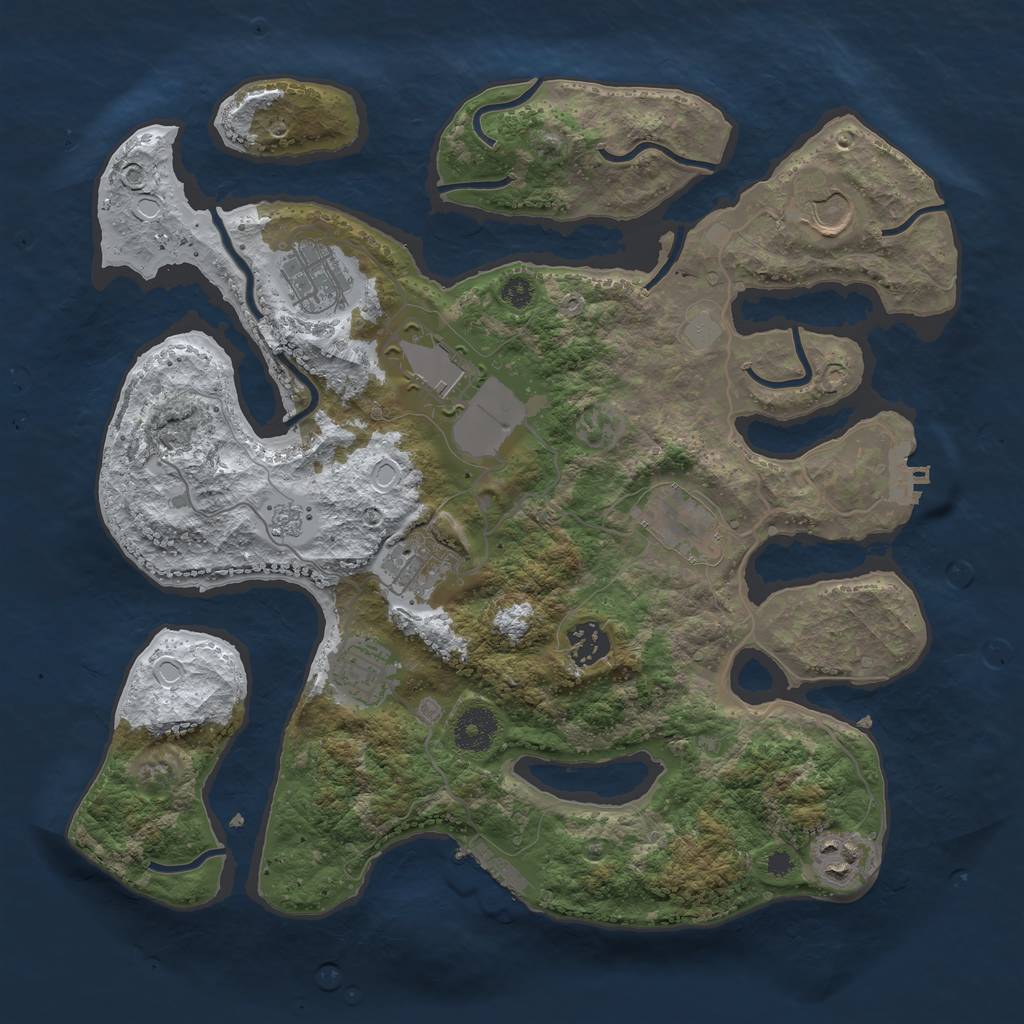 Rust Map: Procedural Map, Size: 3500, Seed: 389530533, 16 Monuments