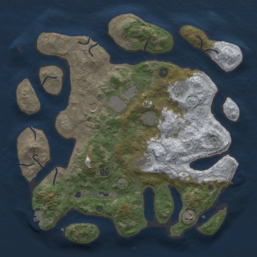 Rust Map: Procedural Map, Size: 4000, Seed: 38471079, 17 Monuments