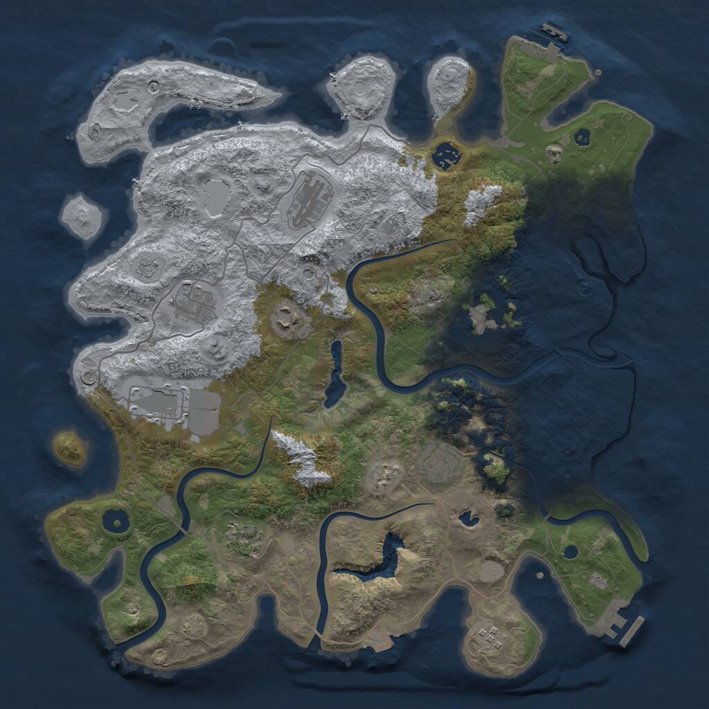 Rust Map: Procedural Map, Size: 4050, Seed: 318826209, 15 Monuments