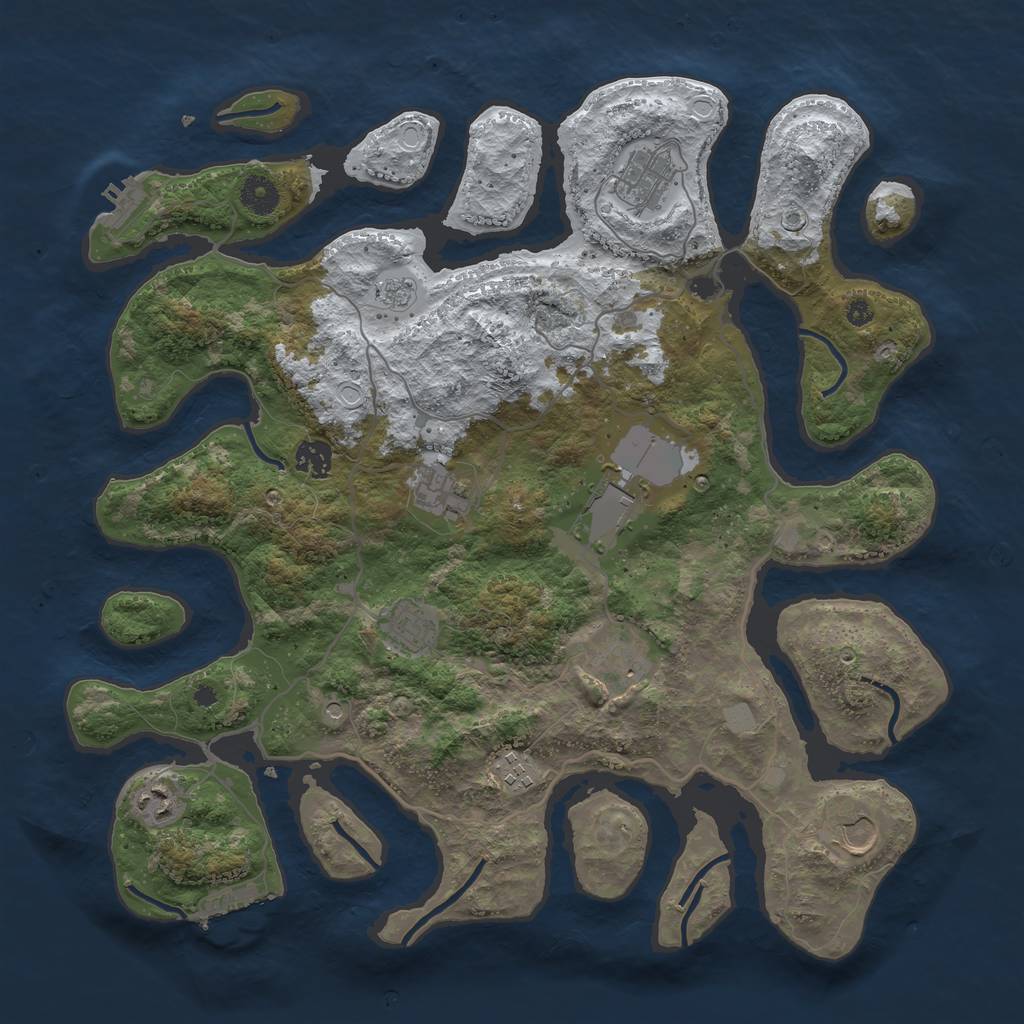 Rust Map: Procedural Map, Size: 4000, Seed: 1405763148, 18 Monuments