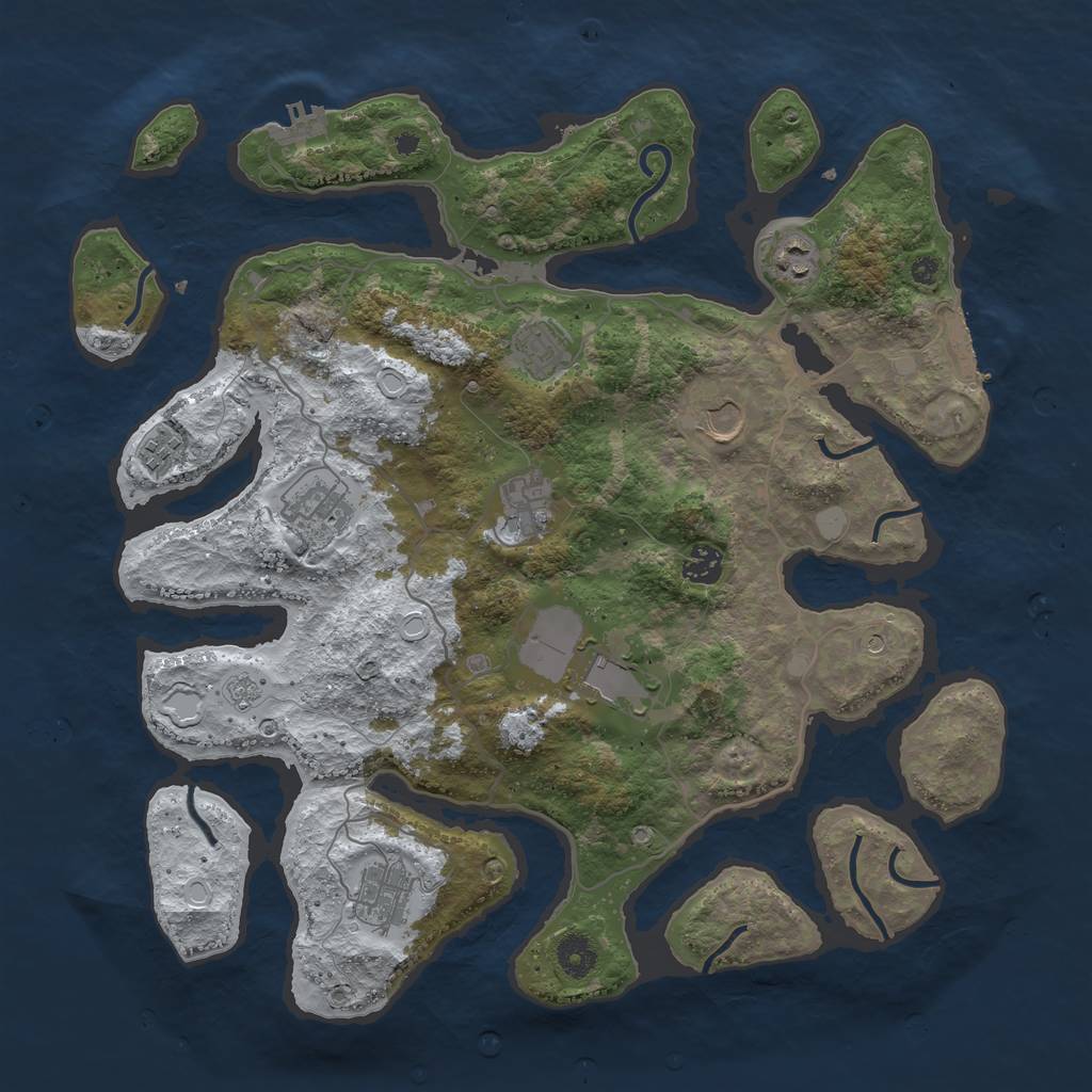 Rust Map: Procedural Map, Size: 4000, Seed: 45612, 18 Monuments