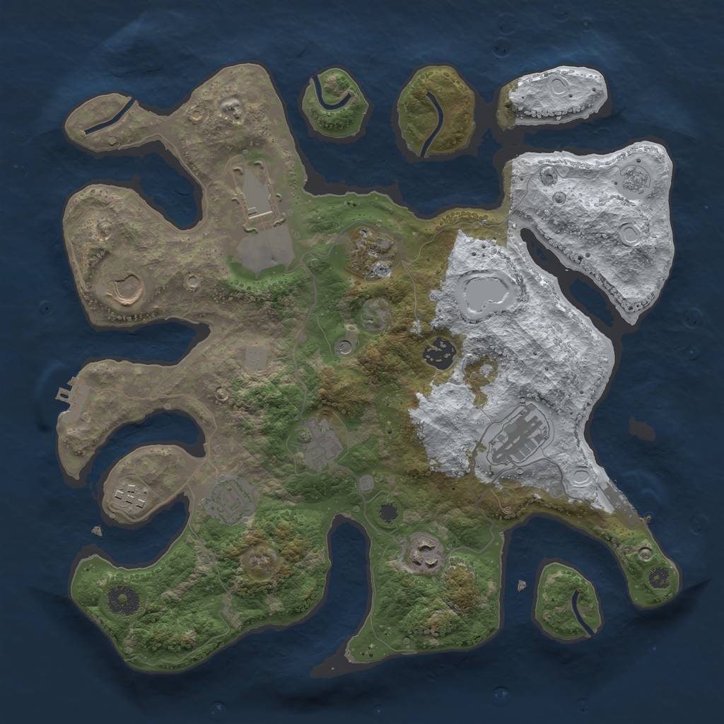 Rust Map: Procedural Map, Size: 3500, Seed: 110970826, 18 Monuments