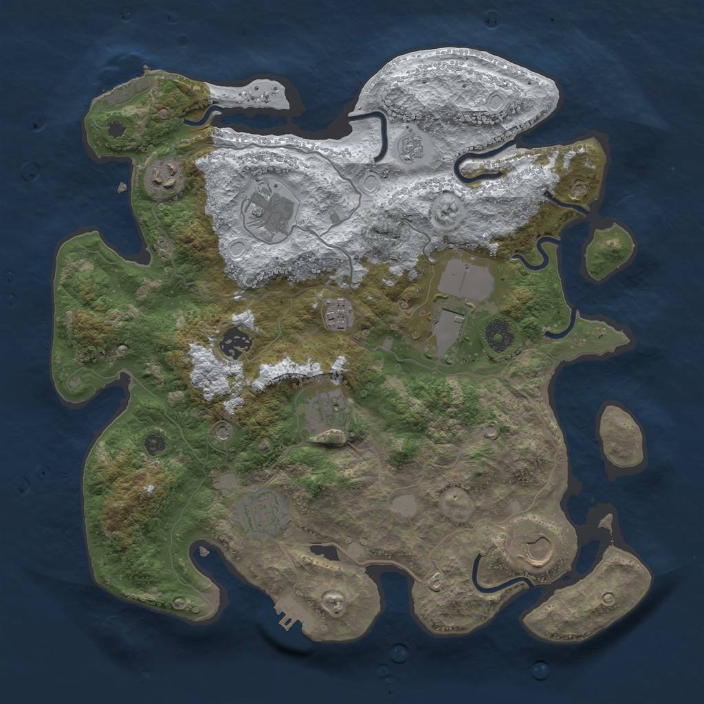 Rust Map: Procedural Map, Size: 3500, Seed: 1612614764, 17 Monuments