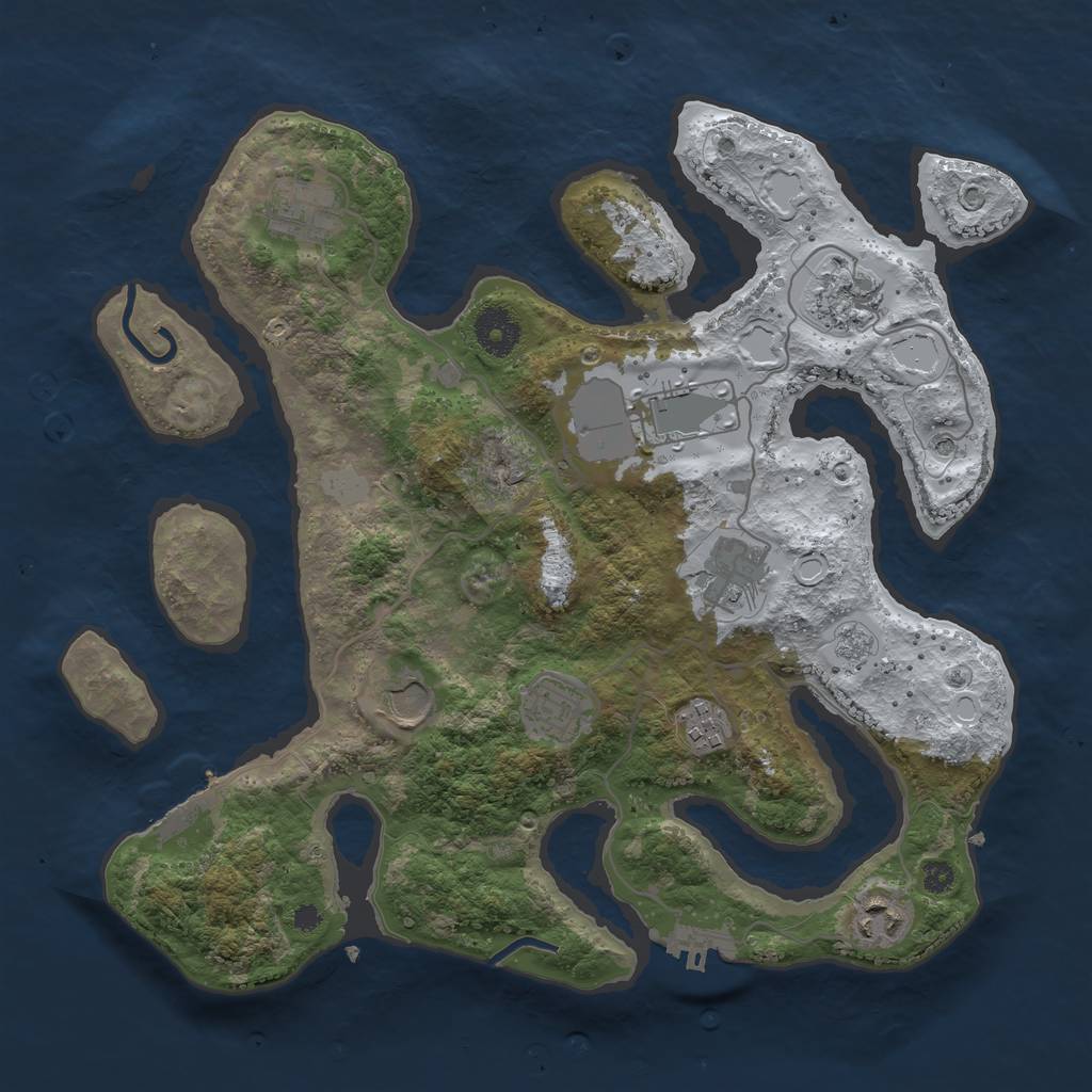 Rust Map: Procedural Map, Size: 3500, Seed: 4039392, 17 Monuments