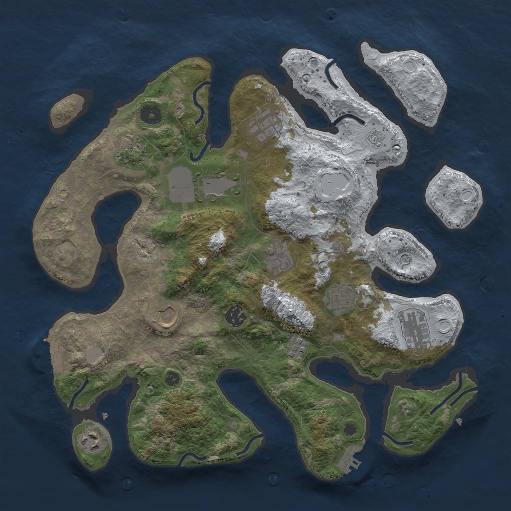 Rust Map: Procedural Map, Size: 3700, Seed: 220303014, 19 Monuments