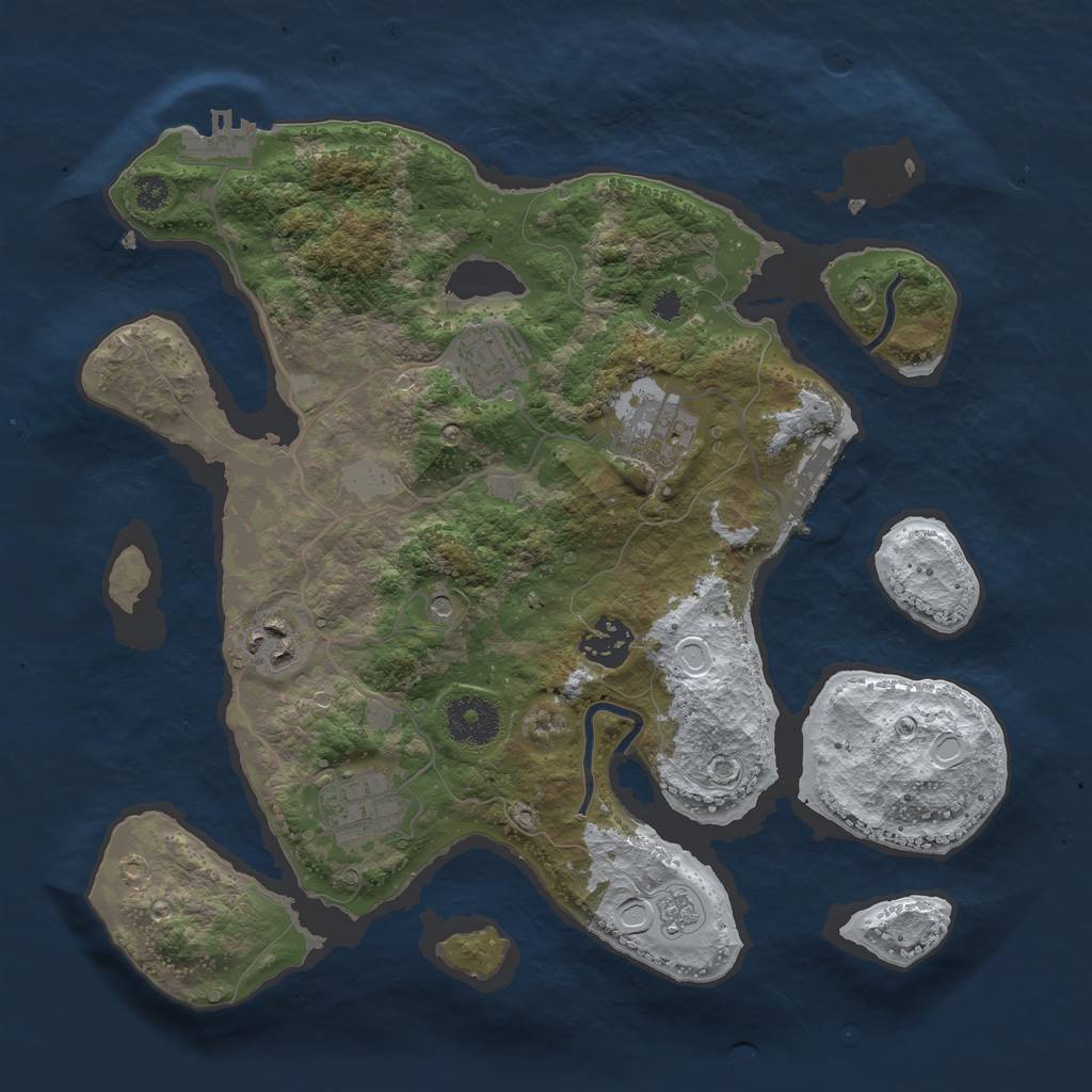Rust Map: Procedural Map, Size: 3200, Seed: 55054432, 14 Monuments