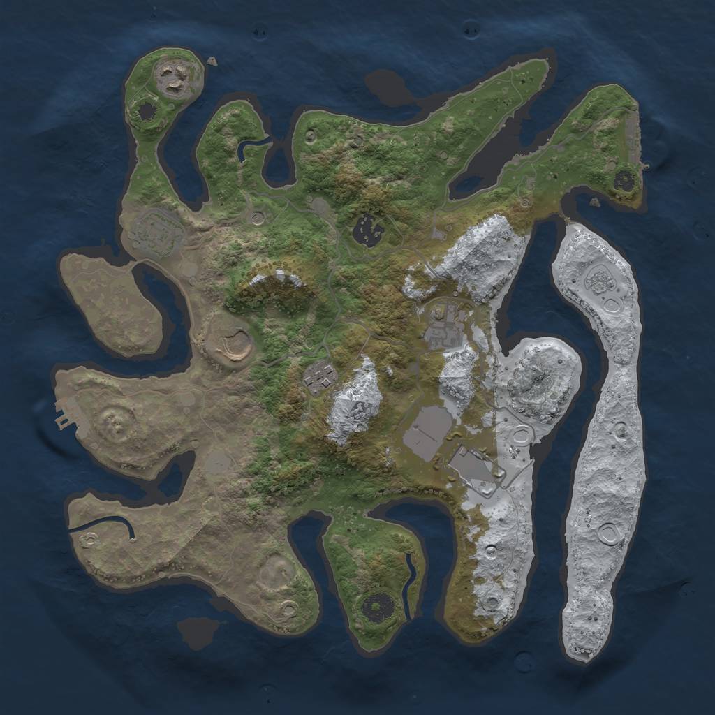Rust Map: Procedural Map, Size: 3500, Seed: 21123026, 16 Monuments