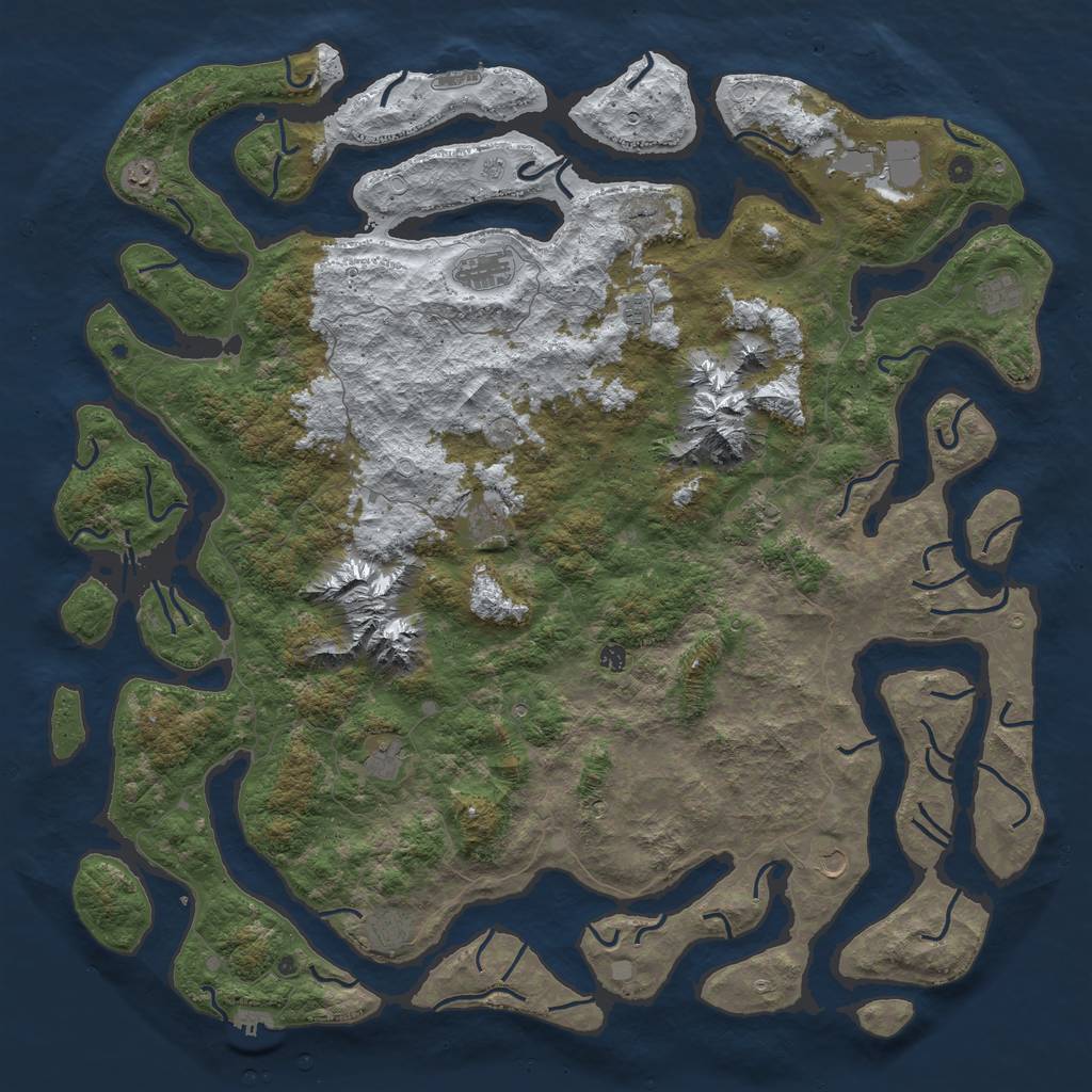 Rust Map: Procedural Map, Size: 6000, Seed: 50415, 20 Monuments