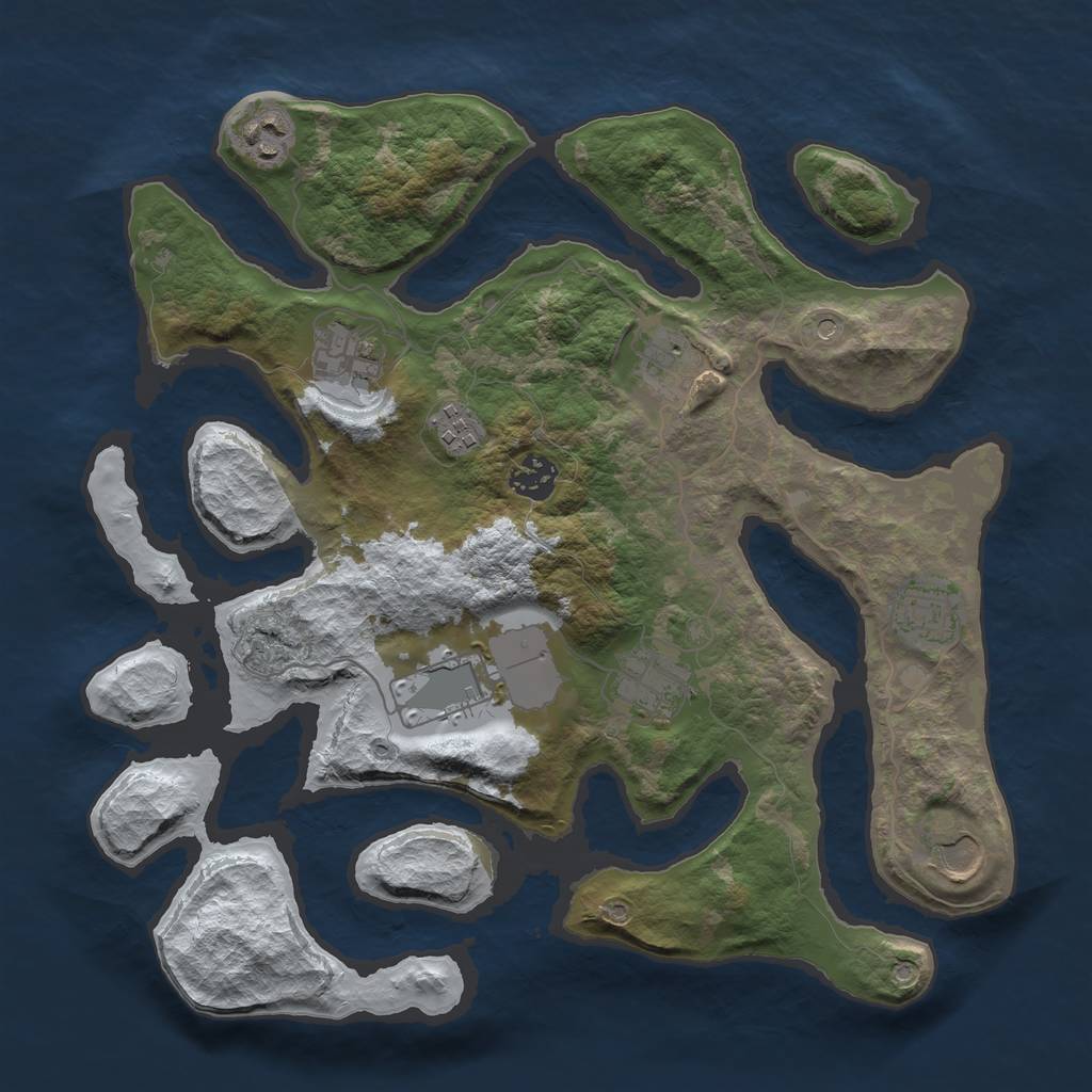 Rust Map: Barren, Size: 3500, Seed: 1607854937, 12 Monuments