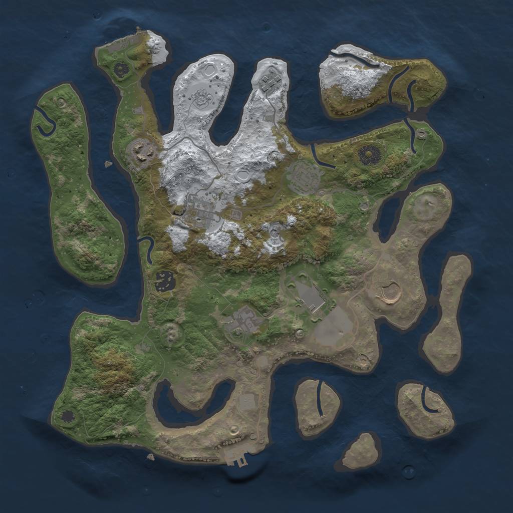 Rust Map: Procedural Map, Size: 3500, Seed: 21818533, 17 Monuments