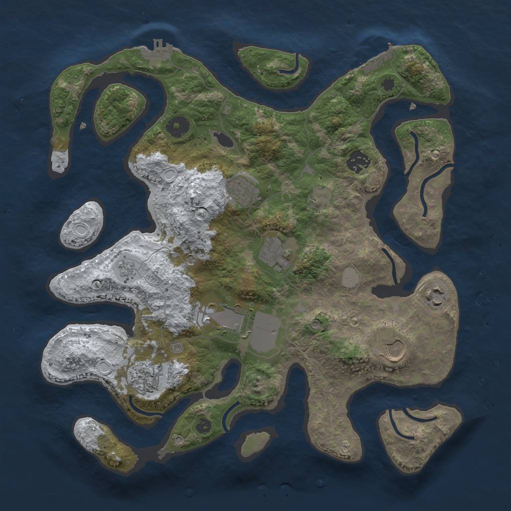 Rust Map: Procedural Map, Size: 3500, Seed: 645971, 16 Monuments