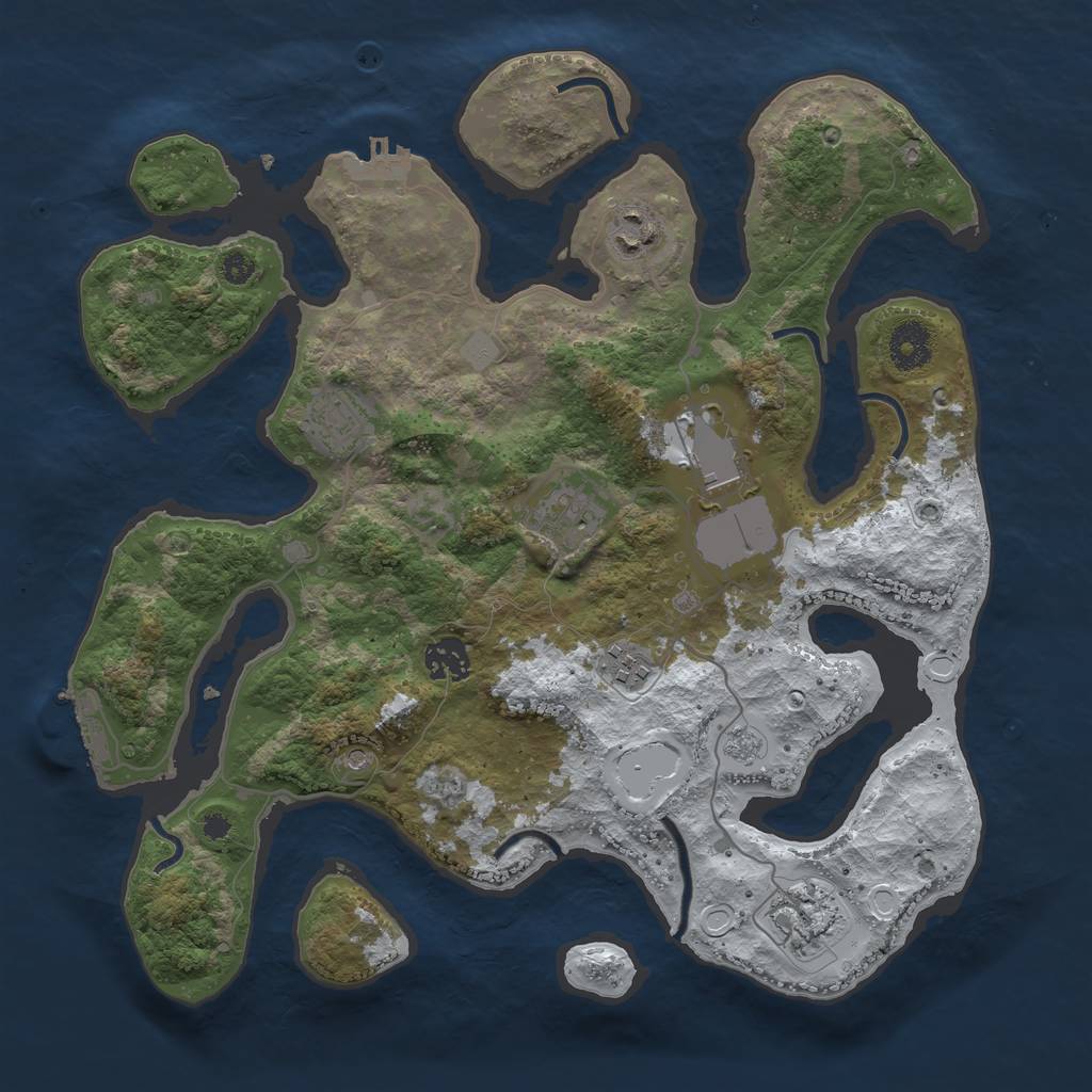 Rust Map: Procedural Map, Size: 3550, Seed: 170969, 16 Monuments