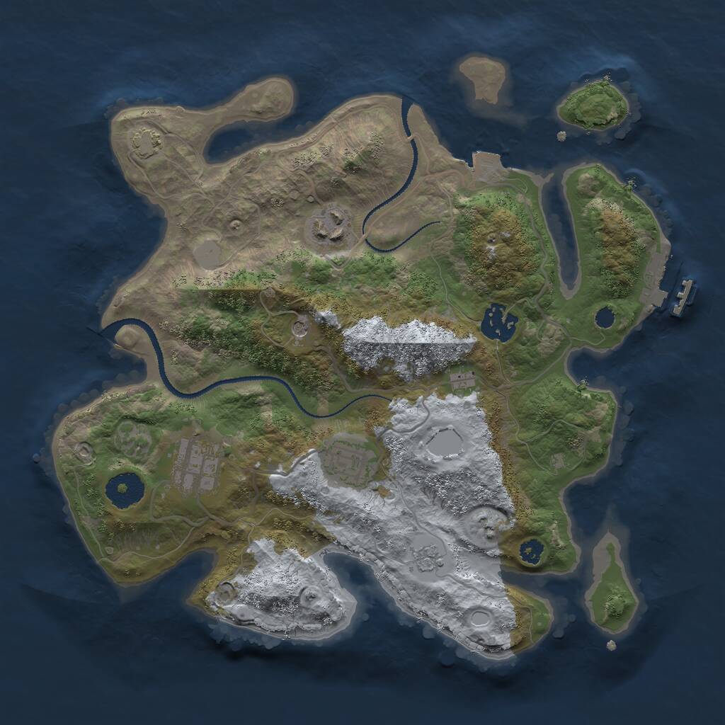Rust Map: Procedural Map, Size: 3000, Seed: 69228333, 9 Monuments