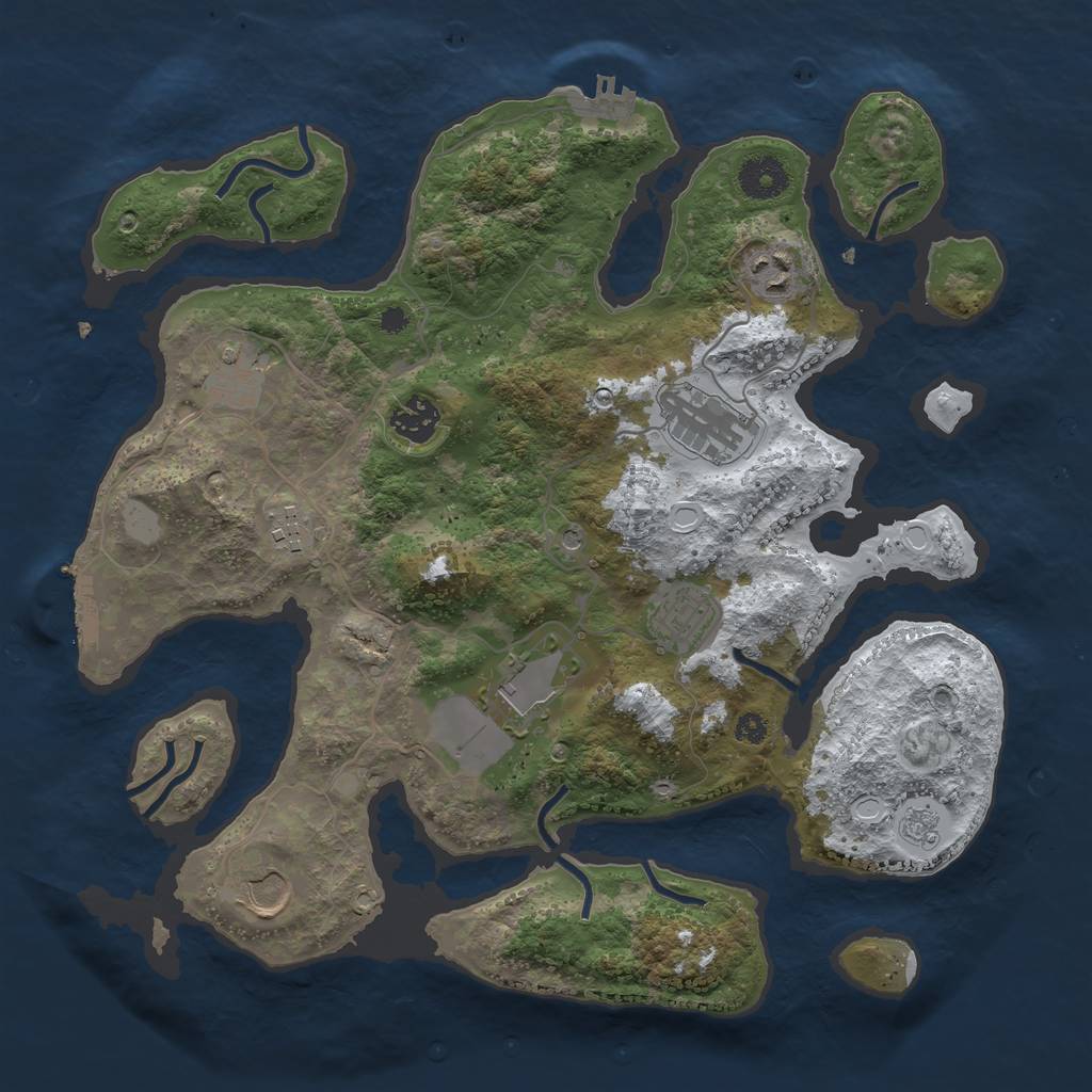 Rust Map: Procedural Map, Size: 3550, Seed: 269316, 17 Monuments