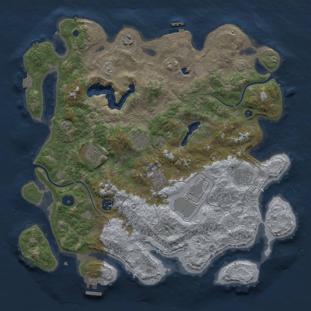 Rust Map: Procedural Map, Size: 4000, Seed: 776867509, 13 Monuments