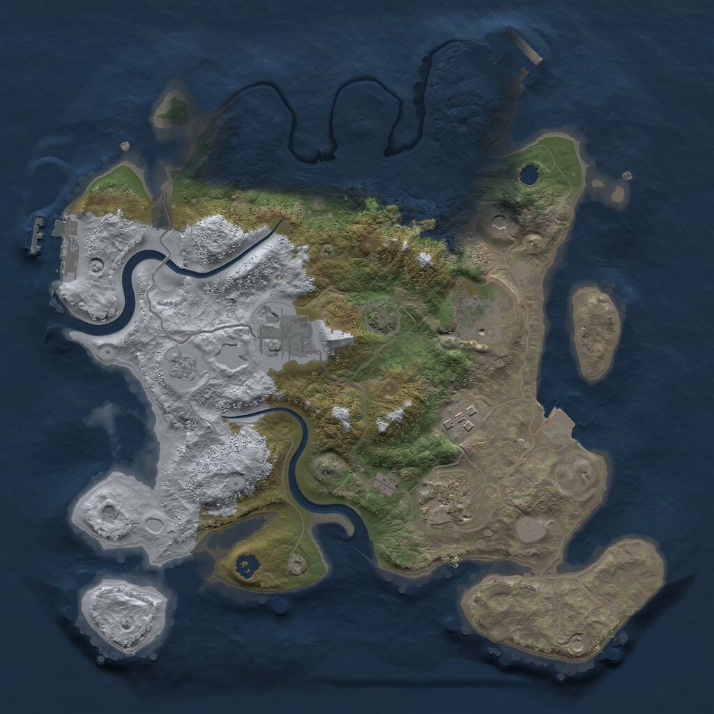 Rust Map: Procedural Map, Size: 3000, Seed: 2437337, 10 Monuments