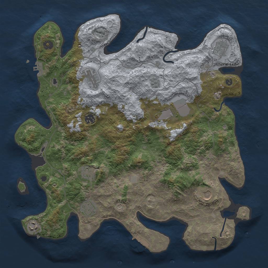 Rust Map: Procedural Map, Size: 4000, Seed: 4193051, 16 Monuments