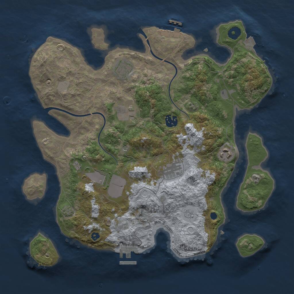 Rust Map: Procedural Map, Size: 3500, Seed: 3957332, 12 Monuments