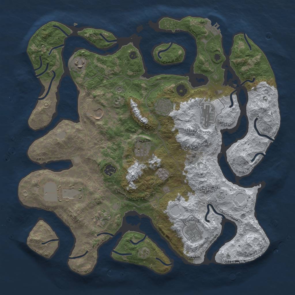Rust Map: Procedural Map, Size: 4000, Seed: 748212375, 18 Monuments