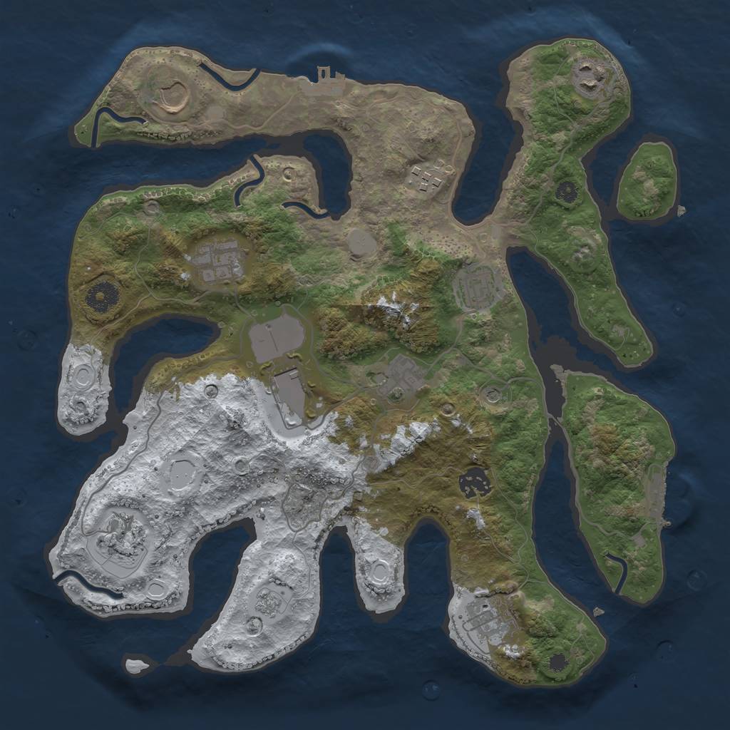 Rust Map: Procedural Map, Size: 3500, Seed: 177870, 19 Monuments