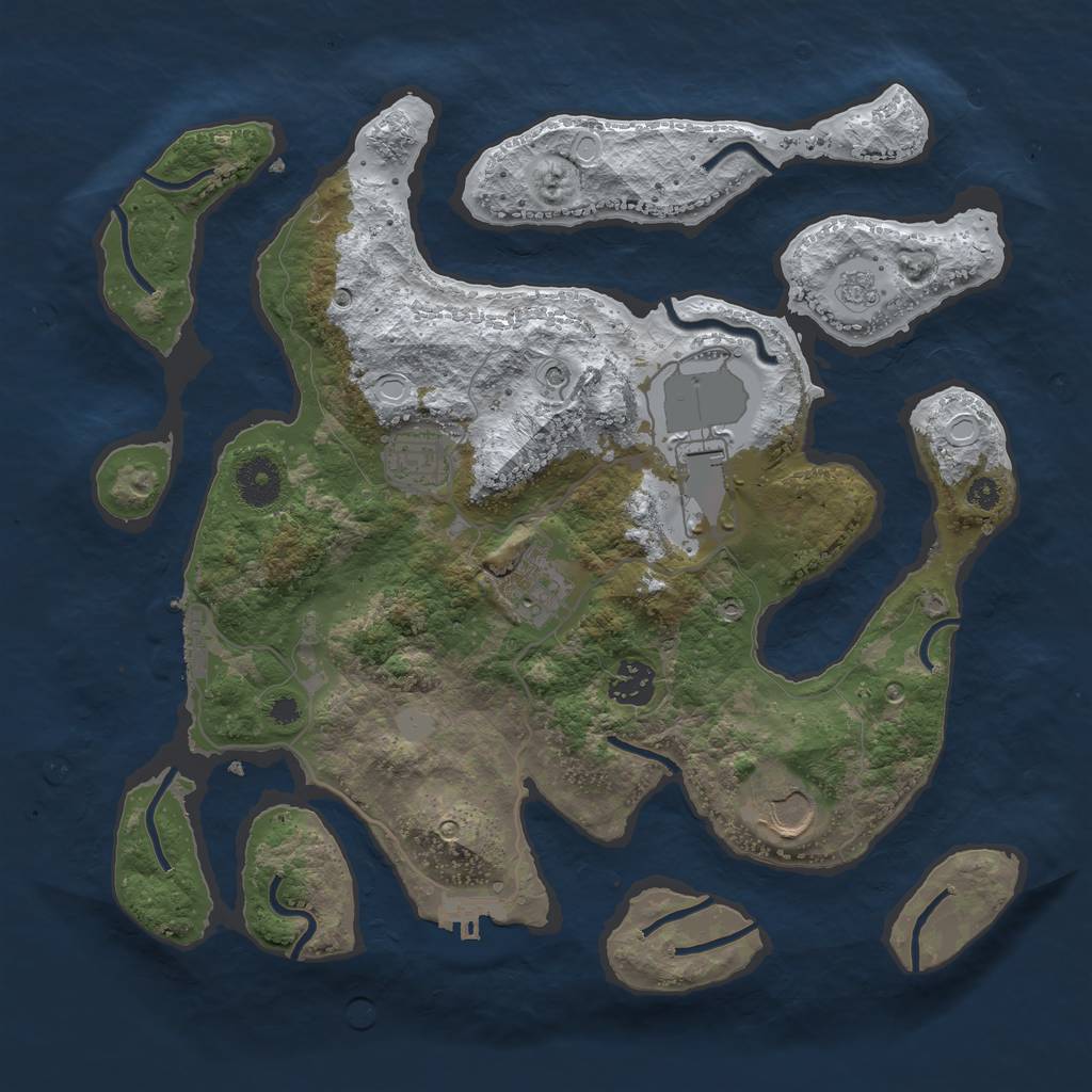 Rust Map: Procedural Map, Size: 3500, Seed: 678993, 14 Monuments