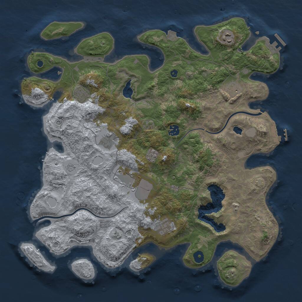 Rust Map: Procedural Map, Size: 4000, Seed: 231152, 14 Monuments
