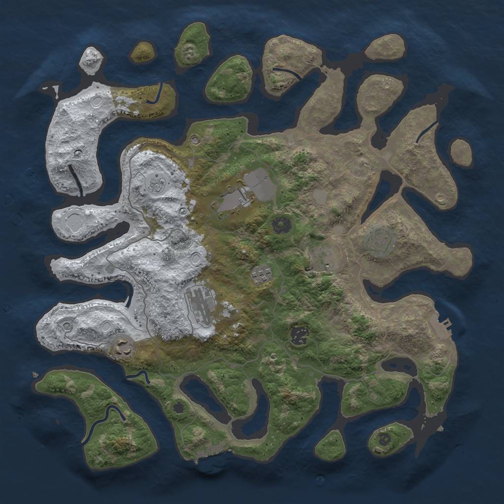 Rust Map: Procedural Map, Size: 4000, Seed: 45202875, 16 Monuments