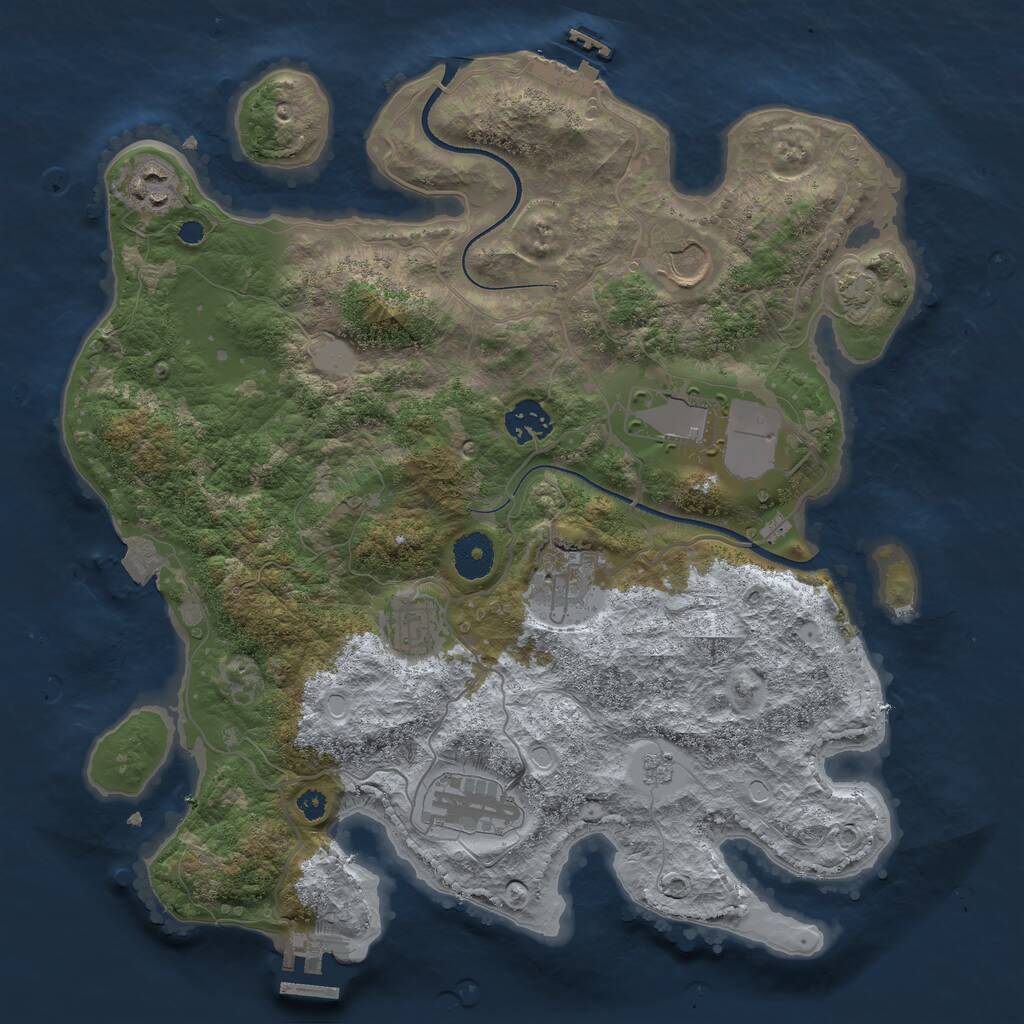 Rust Map: Procedural Map, Size: 3500, Seed: 341229, 12 Monuments