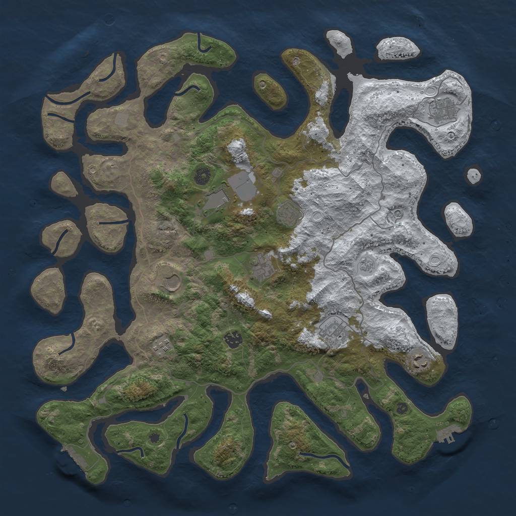 Rust Map: Procedural Map, Size: 4500, Seed: 484587152, 18 Monuments