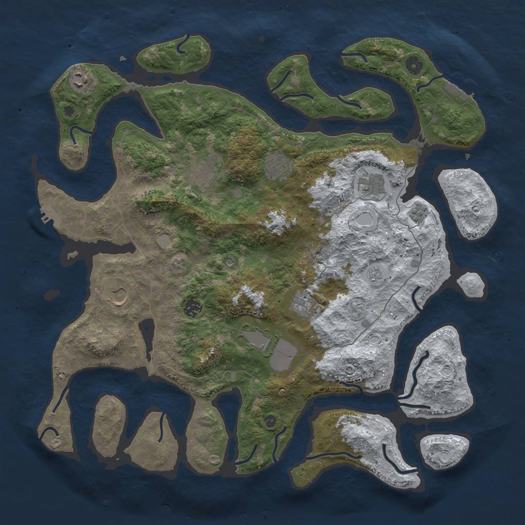 Rust Map: Procedural Map, Size: 4500, Seed: 4605189, 18 Monuments