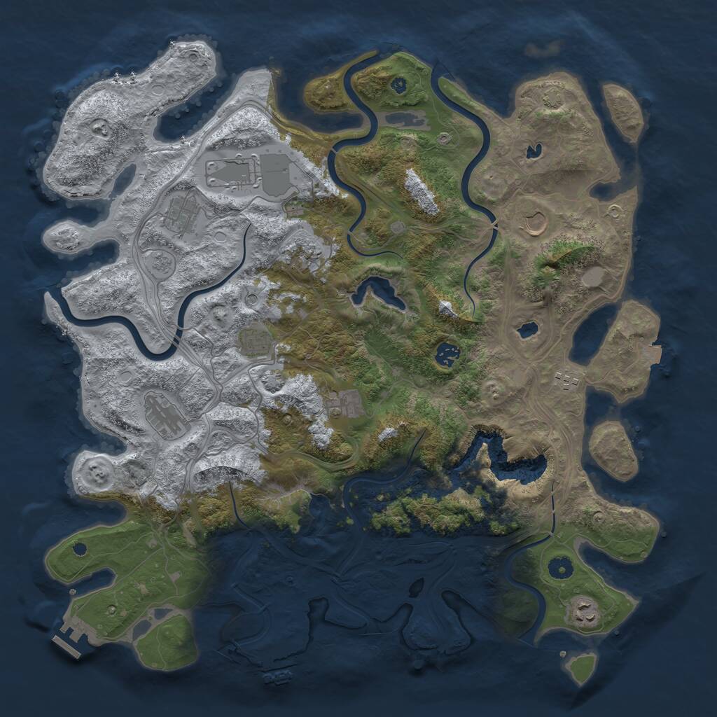 Rust Map: Procedural Map, Size: 4500, Seed: 3384728, 16 Monuments