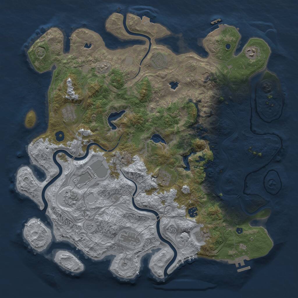 Rust Map: Procedural Map, Size: 4500, Seed: 3304125, 17 Monuments
