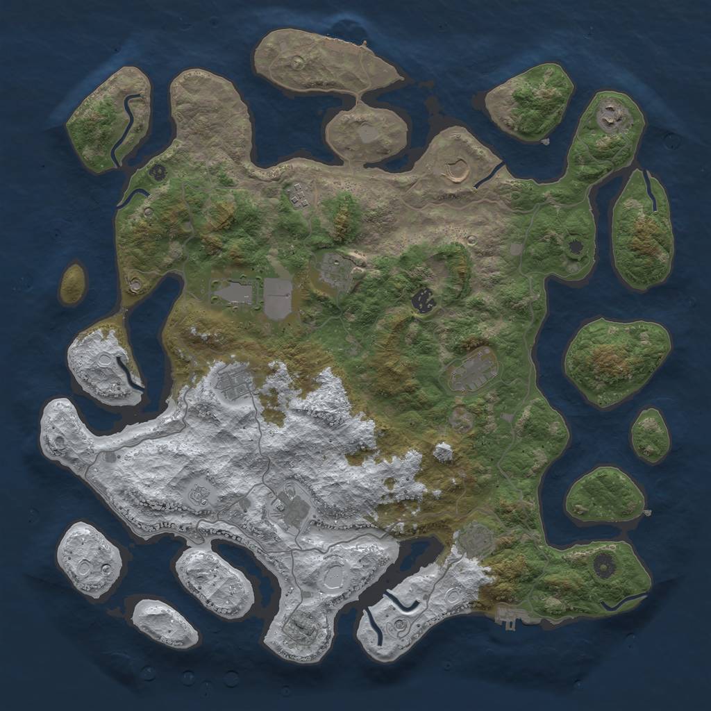 Rust Map: Procedural Map, Size: 4500, Seed: 3304125, 19 Monuments
