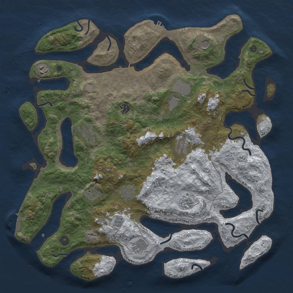 Rust Map: Procedural Map, Size: 4500, Seed: 222528, 20 Monuments